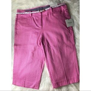 Pink capris with white belt